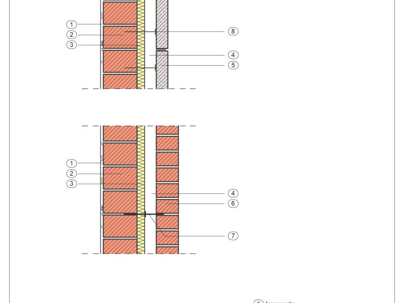Prinzipskizze vorgehängte Fassade, teilgedämmt