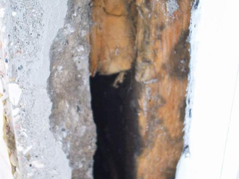 Detailfoto Wandaufbau mit Hohlschicht